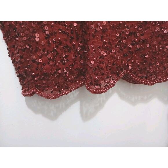 Adriana Papell Beaded Sequin Midi Dress Sz 0 Petite Holiday Christmas New Year's - Picture 5 of 16